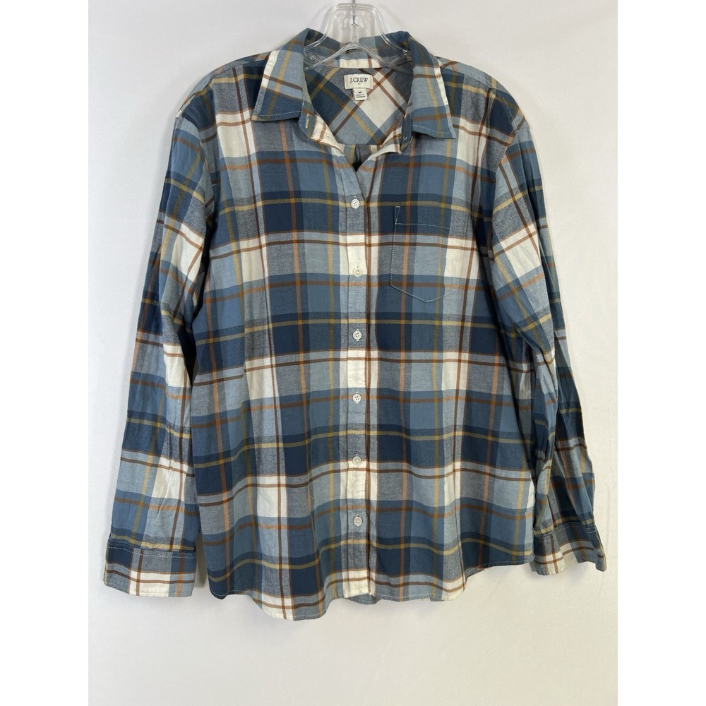 J Crew Shirt Men Medium Adult Blue Casual Button Down Plaid Preppy Slim Vintage